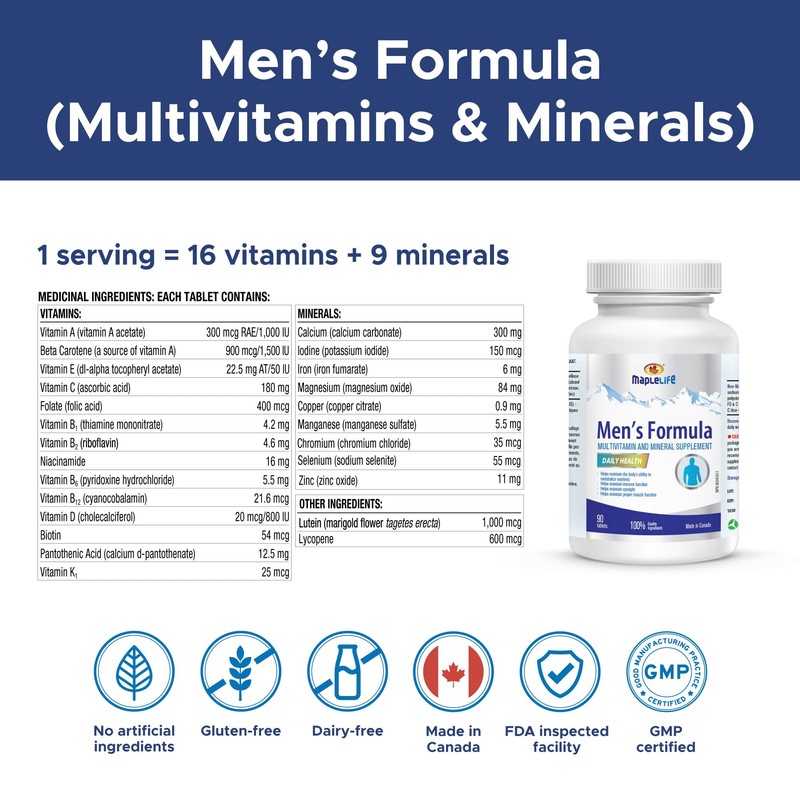 MapleLife Nutrition – Men’s Formula – Multivitamin & Minerals for