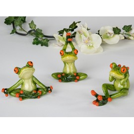 Decorative frog figure sitting in yoga posture, 1 of 3 variants