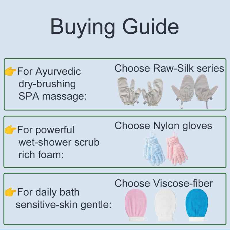 Garshana 100% pure Raw Silk,Ayurvedic Dry Brushing Gloves,Hanging Ring,2Pcs