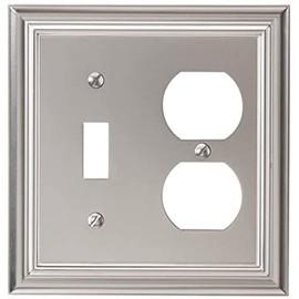 Amerelle Continental Single Toggle/Single Duplex Cast Metal Wallplate in Satin Nickel