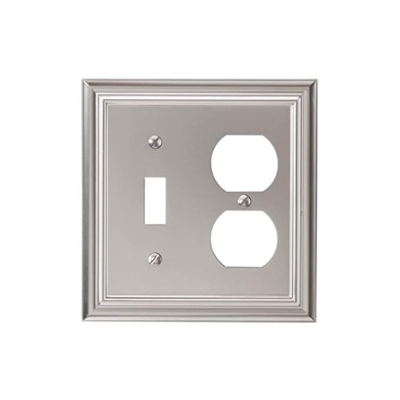 Amerelle Continental Single Toggle/Single Duplex Cast Metal Wallplate in Satin