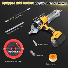 Movocrooi Brushless Lithium Cordless Grease Gun High Power Electric Grease Gun Rated Power 1500W Multi Functional Barrel Butter Gun Compatible with 20V Battery (NO Battery)
