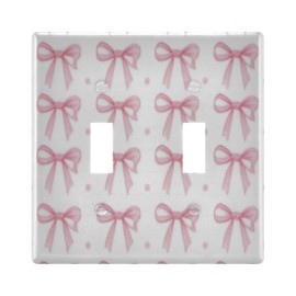 FLildon Elegant Bows Wall Plates, Double Toggle Light Switch Cover Wall Plate 2 Gang, Decorator Light Switch Cover, Standard Size Wall Plates for Bedroom Home Decor