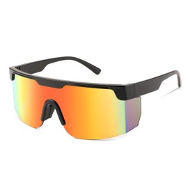 FEISEDY Sunglasses Women Men Sports, 80s Visor Retro Neon Square Sun Glasses, Miorred Shades UV400 B0004