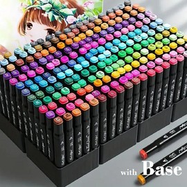 168/120/80/30 Art Markers Set - Dual Tip Hybrid Drawing Markers for Professional and Adult Coloring - Perfect Summer Gift for Kids & Children's Day Gift for Creative School Supplies - Colour: 120pcs