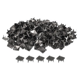 sourcing map 100 Pcs Pyramid Rivets for Clothing, 7mm 4-Jaw Square Rivets, Black Metal Pyramid Studs Handicraft, Punk Rock Nailhead Spots for Clothing Bag Leather Shoes