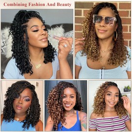 Boho Box Braids Crochet Hair 8 Packs Boho Crochet Braids Pre Looped 1B/350 Goddess Box Braids Crochet Hair for Black Women 10 Inch Boho Braids Crochet Hair Extension