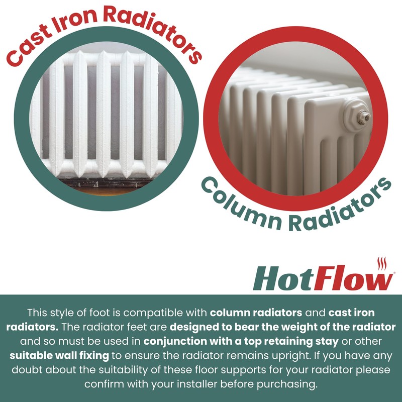 Hot Flow Single Traffic White Column Radiator Foot - 100mm