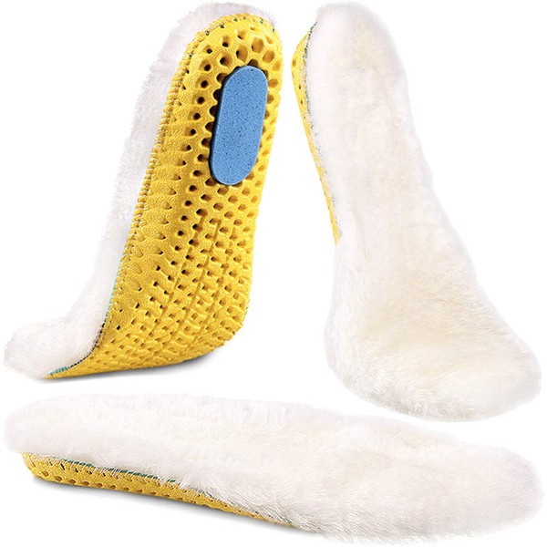 Ailaka Sheepskin Sport Wool Insoles for Women & Men, Premium Thick Fur Fleece Replacement Warm Inserts for Shoes Boots Slippers Sneakers