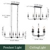 LMSOD Modern Black 6-Light Linear Chandelier, E12 Base, Adjustable Chain