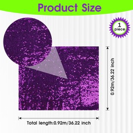 3 Feet Sequin Fabric by The Yard, Sparkly Embroidery Sequins Fabric for DIY Sewing Tablecloth Wedding Party Decor(Dark Purple)