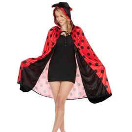 Alaiyaky Ladybird Costume Women's Ladybird Cape with Antennae Carnival Costume Women's Ladybird Outfit, Red Cape with Hood, Ladybird Costume Adult for Carnival Fancy Dress (Cosplay 1, S)