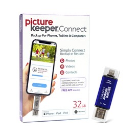Picture Keeper Connect Photo & Video USB Flash Drive for Apple, Android, & PC Devices, 32GB Thumb Drive, Blue