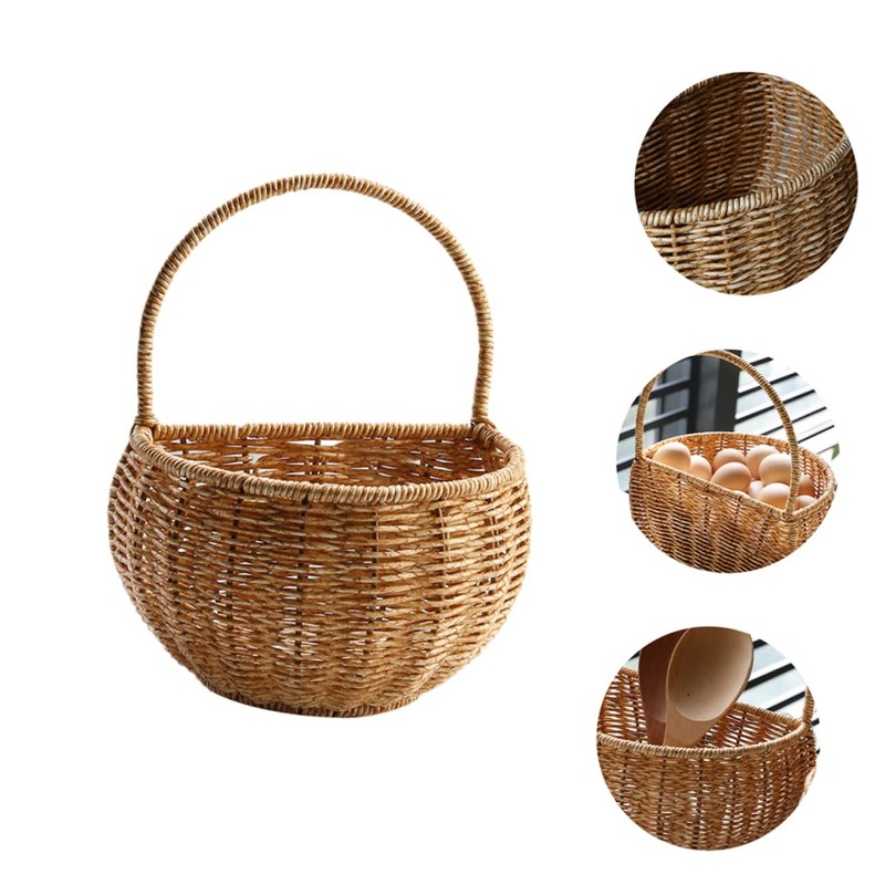 KOMBIUDA Countryside Decorative Basket Hanging Egg Container Plastic Storage Tight