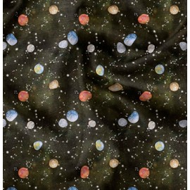 Soimoi Green Viscose Chiffon Fabric Planet Galaxy Print Fabric by Yard 42 Inch Wide