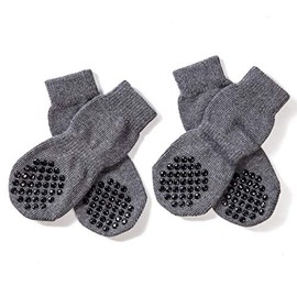 Harfkoko 4 Pcs 8 Sizes Anti-Slip Dog Socks Cat Socks Dog Cat Paw Protector with Rubber Reinforcement, Traction Control for Indoor Wear, Fit Extra Small to Extra Large Dogs Cats BOUBLEGREY M