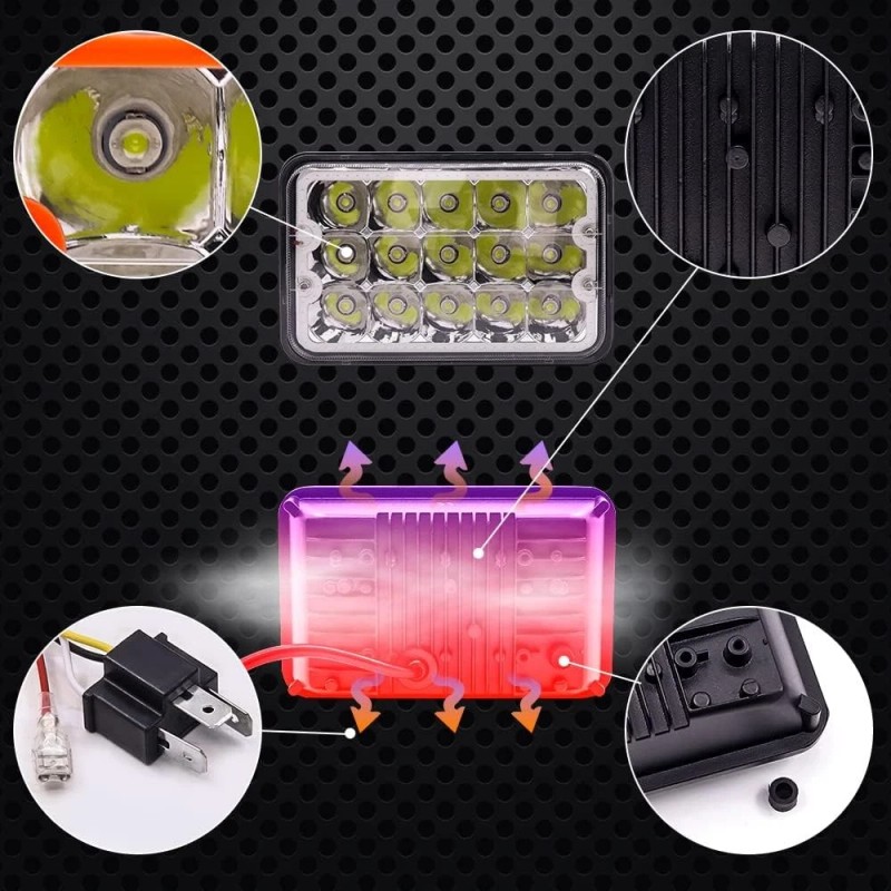 usparts888 4PCS 4"X6" LED Headlights High-Lo Beam DRL fit Chevy