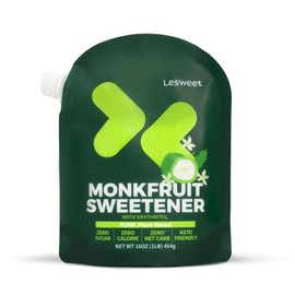 Lesweet Monk Fruit Sweetener, Monk Fruit Extract, Raw Sugar Substitute, with Erythritol, Zero Calorie, Keto Friendly, 16 oz (Pack of 1)