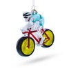 Cycling Sportsman on Bicycle Blown Glass Christmas Ornament