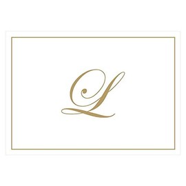 Caspari Gold Embossed Initials Boxed Note Cards in Letter L, 16 Cards & Envelopes