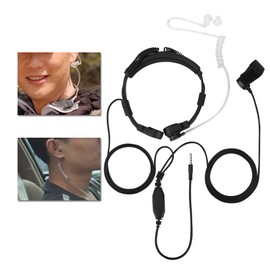 Fosa Universal Throat Mic headset Air Acoustic Tube Covert Earpiece Headset Anti Radiation Earphone Mic Compatible for 3.5mm jack enabled devices with PTT/VOX, such as cell phone, smart phone, laptop,