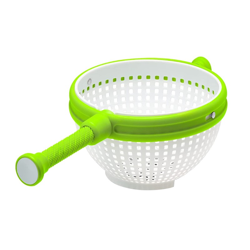Salad Rotator Plastic Colander with Collapsible Handle Rotatable Kitchen Strainers