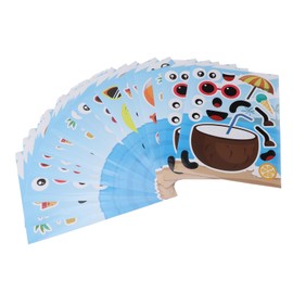 36PCS Facial Stickers for Kids Cartoon Hawaiian Beach Theme Sticker for DIY Crafts Party Decor Photography