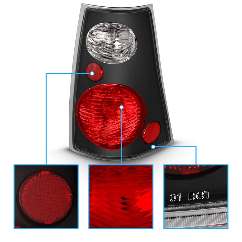 AmeriLite Black Replacement Brake Tail Lights Set for 01-05 Ford