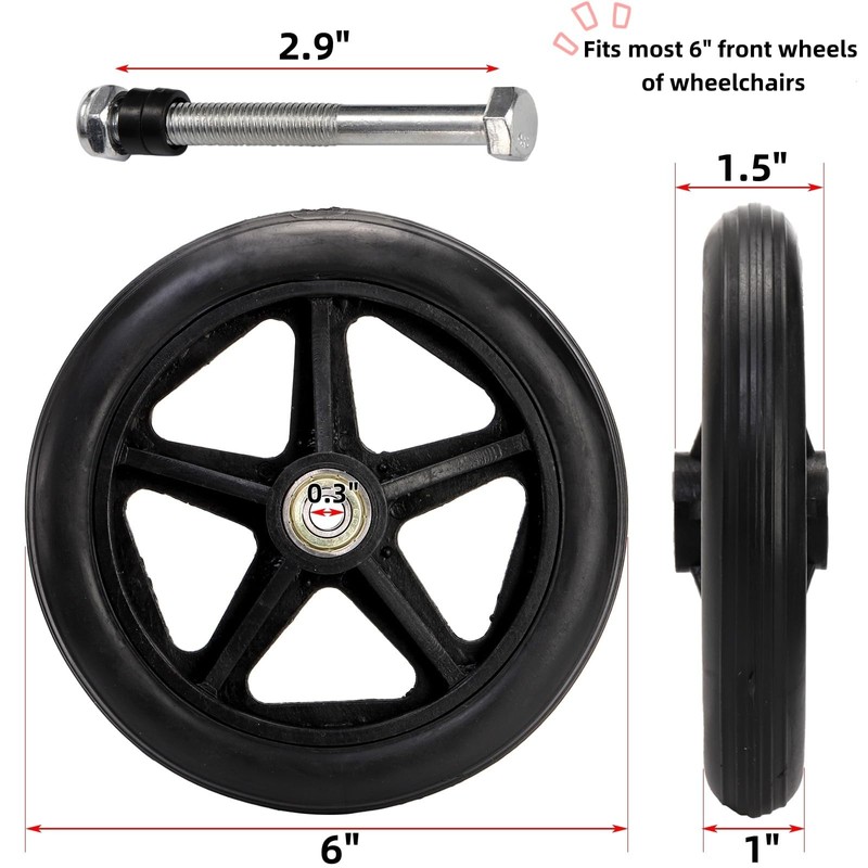 Covzoe 4 Pack Wheel Replacement, 6 Inch Anti-Slip Solid Caster