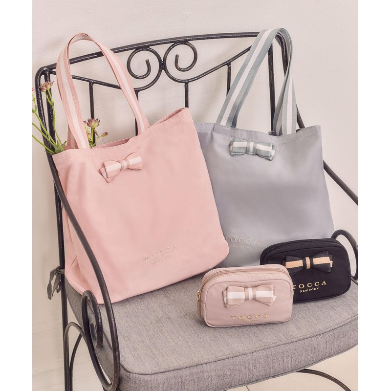 [TOCCA]【WEB限定】BICOLOR RIBBON POUCH ポーチ (ブラック)