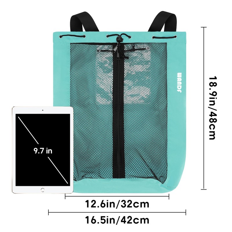 WANDF Swim Bag Mesh Drawstring Backpack Beach Backpack for Swimming,