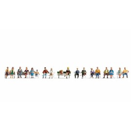 Noch® Set XL Seduto, figure dipinte a mano, 18 pezzi, per modellismo pista H0, perfetto per scenari e diorami