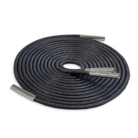 あしなか Low-Twist Metal Tip Shoelaces, Round Boot Laces & Replacement Shoe Lace with Gold/Silver Shoe Lace Ends, Stylish & Durable for Business Shoes (Black Silver Tip, 39.4 Inches)