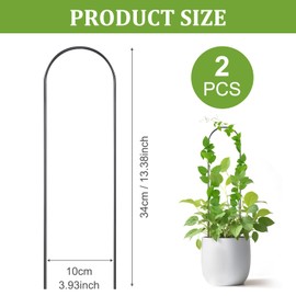 Oruola 2 Pack Hoya Trellis, Plant Trellis for Pots,U-Shaped Small Trellis for Potted Plants,13.4 Inch Metal Indoor Plant Trellis for Potted Plants for Vine Ivy Hoya Monstera,Indoor Outdoor Use, Black