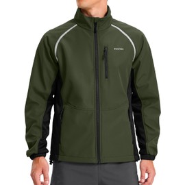 Men's Winter Cycling Jackets Thermal Warm Water Resistant Bike Running Windproof Fleece Cold Weather Mountain Biking Bicycle Riding Gear(Army Green/Black,XXL)