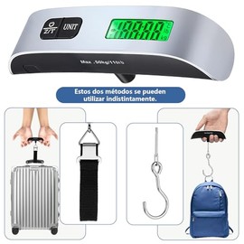 Bascula Maletas de Viaje，Pesa Para Maletas de Viaje, Báscula Electrónica de Alta Precisión, Capacidad de 50 kg (110 lb), Ideal para Viajar y Pesar Mal