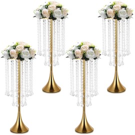 4 piezas de centro de mesa para mesa, jarrones de centro de boda para mesas de 22 pulgadas de alto, soporte de flores de metal para fiestas, eventos, bodas, aniversarios, cenas, decoraciones