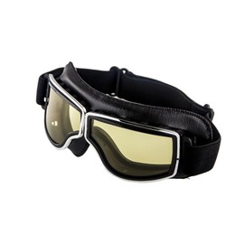 1Storm Motorcycle Scooter Mopeds Goggles Half Helmet Vintage Pilot Aviator Style, GK_631 Black Frame Yellow Lens