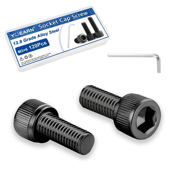 120Pcs M3x6mm Hex Socket Head Cap Screws Bolts,12.9 Alloy Steel