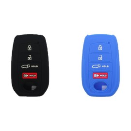 SEGADEN 2 Pcs Silicone Cover Protector Case Holder Skin Jacket Compatible with Toyota Venza Corolla Cross 4 Button Smart Remote Key Fob 3+1 BTN CV4425 Black & Deep Blue