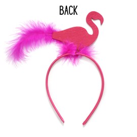 Pink Flamingo Feather Headbands, Novelty Costume Hair Band, Tropical Party Favors, One Size Fits Most (Pack of 10)