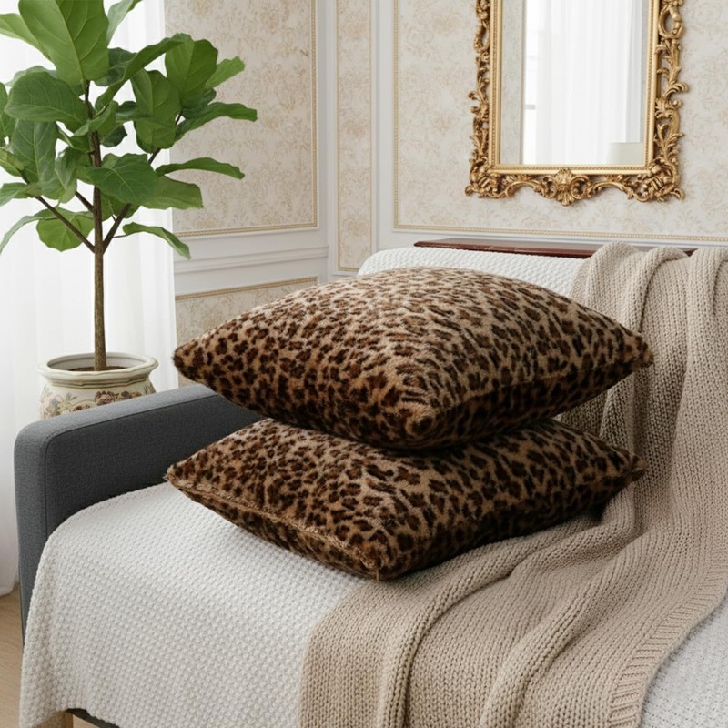 Hodeacc 6 Pack Leopard Printed Series Pillow Covers,Soft Plush Animal