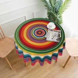 Colorful Mexican Tablecloth Mexico Round Table Cover Washable Table Cloth for Home Party Picnic Decorations