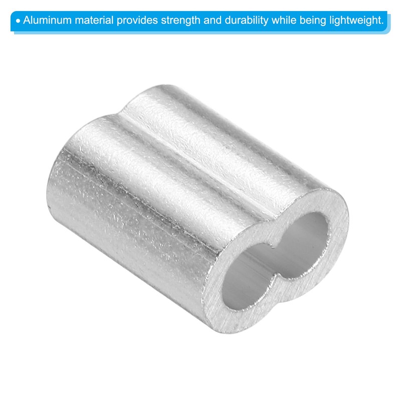 sourcing map 5/32" 4mm Aluminum Crimping Loop Sleeve Double Ferrule