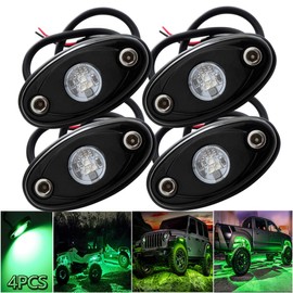 LEDMIRCY LED Rock Lights Green Kit 4PCS for Off Road Truck Auto Car Boat ATV SUV Waterproof High Power Neon Trail Lights Underglow Lights Interior Exterior Shockproof(4PCS Green)