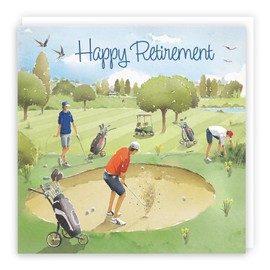 Hunts England - Large Golfing Retirement Card For Men - Golf Birthday - Milo's Gallery - Congratulations Male Golf Retirement Card - Card For Colleagues, Friends, Him, etc. - 210 x 210 mm