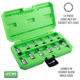 OEMTOOLS 23900 12 Piece Magnetic Hex Bit Socket Set, SAE Hex Bit Socket Set, Hex Bit Set with Storage Case, Bit Sizes Range from 1/16 To 3/8 Inch