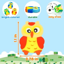 120pcs Owl Mini Erasers for Kids, Bulk Cute Pencil Erasers Small Fun Erasers for Classroom Rewards Party Favors Gift Filling Eraser