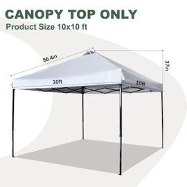 JANCANOPY 10x10 Canopy Replacement Top with Air Vent Silver Coated for Straight Leg Canopy Frame,(White)