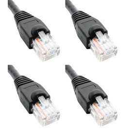 RiteAV Pack of 4 Black 2FT Cat6 Ethernet Network Cable LAN Cord RJ45 Gigabit